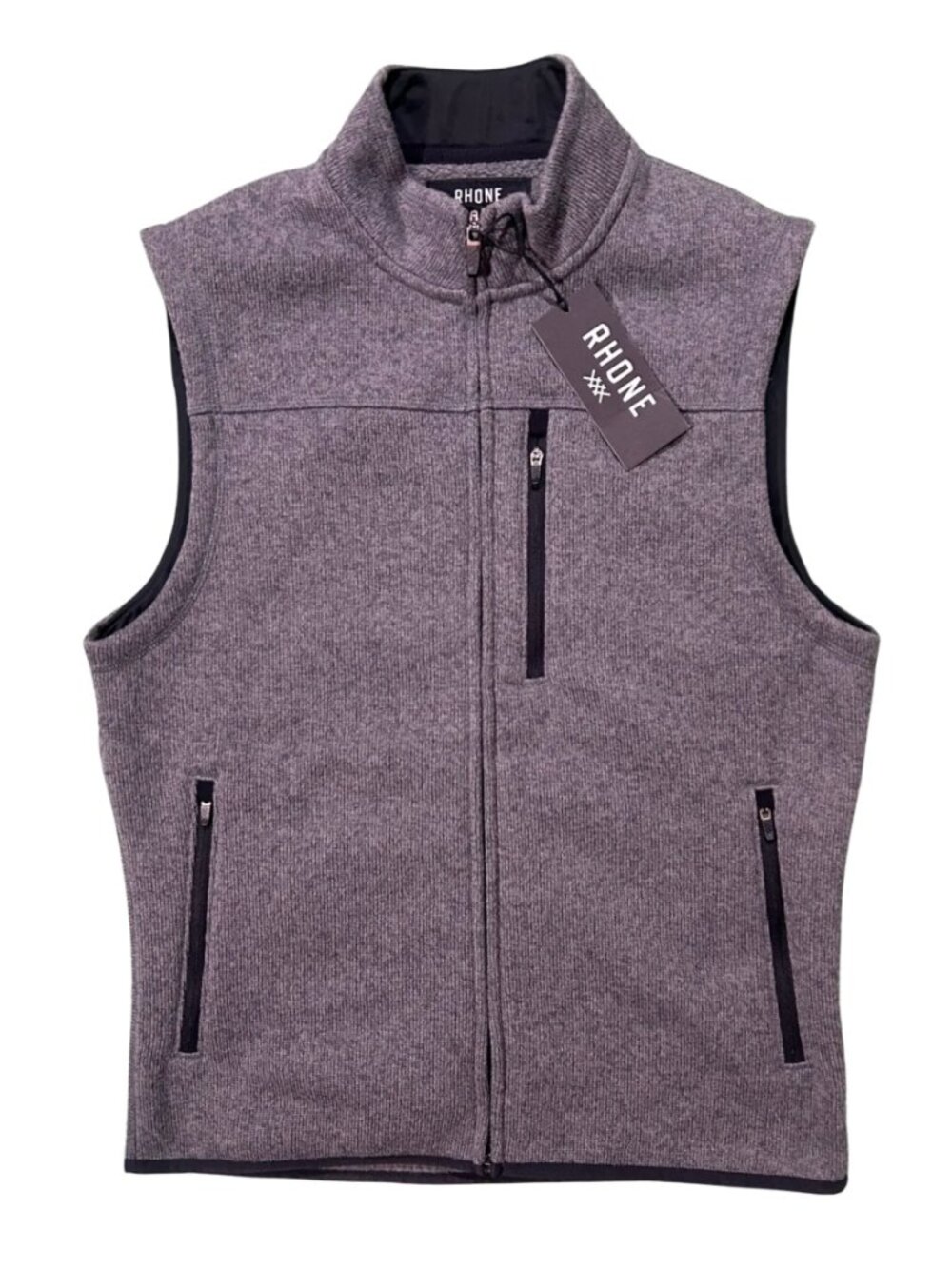 Rhone Dark Gray Heather High Pile Fleece Full-Zip Classic Fit Vest Golf NWT S